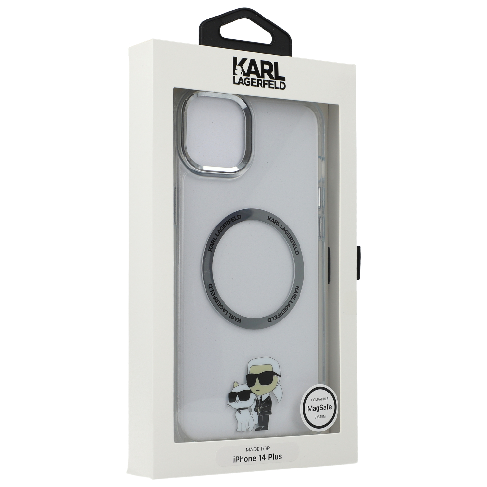 Etui Karl Lagerfeld Iconic Karl & Choupette MagSafe do iPhone 14 Plus, przezroczyste